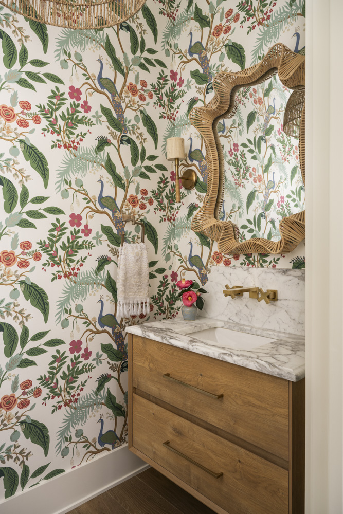 Bathroom Wallpaper Asian inspired wallpaper in bathroom