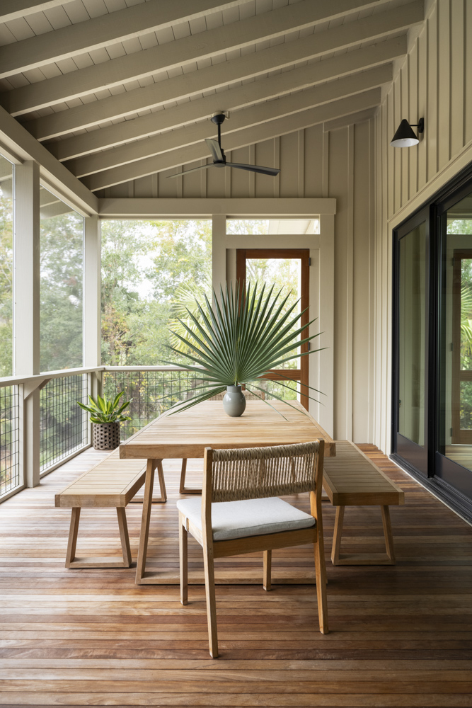 Outdoor dining table Outdoor dining table overlooking the marsh.